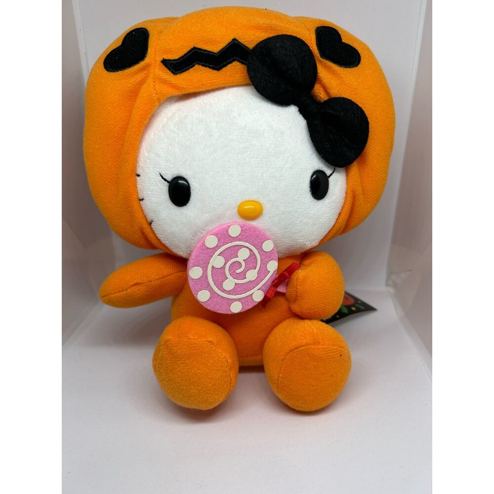 Hello Kitty RARE 2009 Halloween Pumpkin Plush w Removable Hood Lollipop VINTAGE - Picture 3 of 3